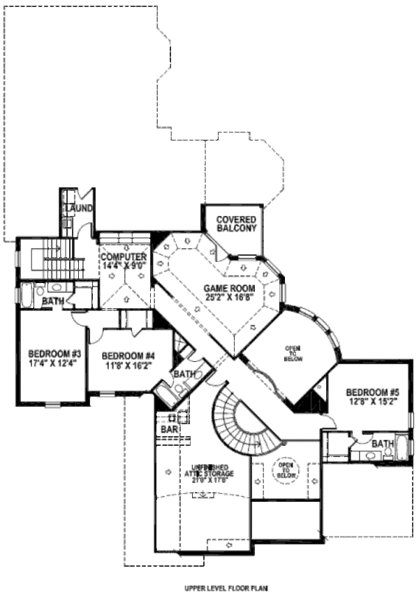 European Floor Plan - Upper Floor Plan #141-228