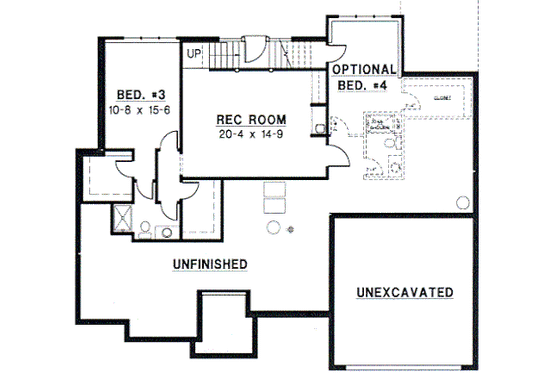 Floor Plan - Lower Floor for European House Plan #67-269 - 4 bed, 4 bath