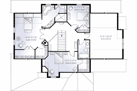Floor Plan - Upper Floor for Traditional House Plan #23-530 - 3 bed, 2.5 bath