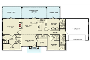 Floor Plan - Main Floor for Farmhouse House Plan #119-470 - 3 bed, 3 bath