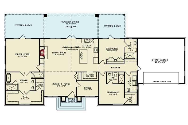 Architectural House Design - Floor Plan - Main Floor for Farmhouse House Plan #119-470 - 3 bed, 3 bath