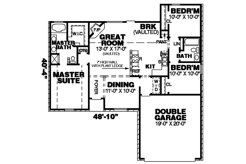 Home Plan - Floor Plan - Main Floor for Traditional House Plan #34-162 - 3 bed, 2 bath
