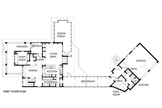 Floor Plan - Main Floor for Prairie House Plan #454-6 - 3 bed, 2.5 bath