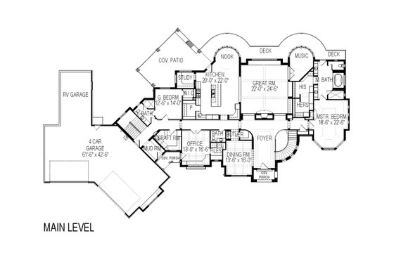 Floor Plan - Main Floor for European House Plan #920-63 - 7 bed, 5.5 bath