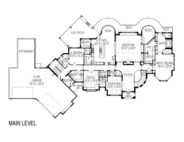 House Blueprint - European Floor Plan - Main Floor Plan #920-63