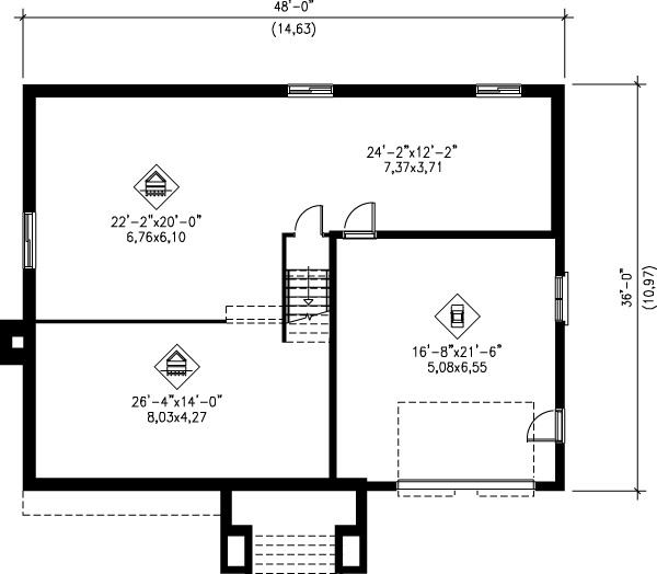 House Design - European Floor Plan - Lower Floor Plan #25-115