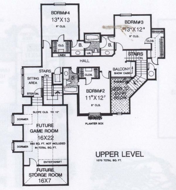 Colonial Floor Plan - Upper Floor Plan #310-944