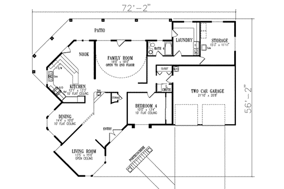 Floor Plan - Main Floor for Adobe / Southwestern House Plan #1-819 - 4 bed, 4 bath