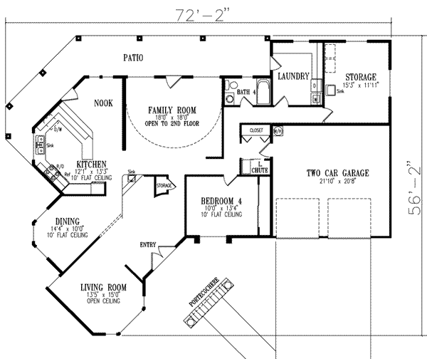 Adobe / Southwestern Floor Plan - Main Floor Plan #1-819