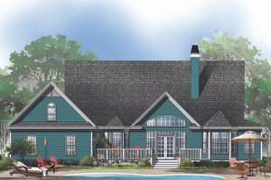 Exterior - Rear Elevation for Farmhouse House Plan #929-553 - 4 bed, 2.5 bath