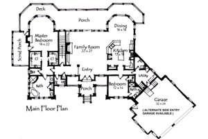 Floor Plan - Main Floor for Craftsman House Plan #921-10 - 4 bed, 4.5 bath