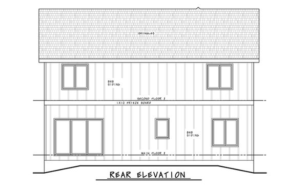 Exterior - Rear Elevation for Farmhouse House Plan #20-2545 - 4 bed, 2.5 bath