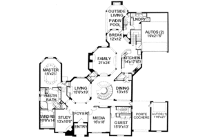 Floor Plan - Main Floor for European House Plan #141-160 - 5 bed, 5.5 bath