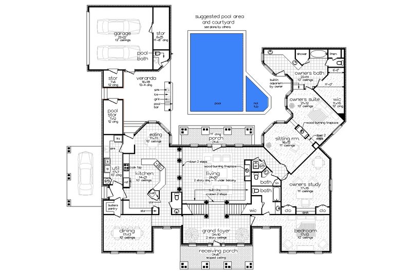 Architectural House Design - Floor Plan - Main Floor for Classical House Plan #45-626 - 4 bed, 4.5 bath