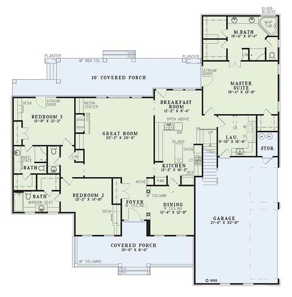 House Plan Design - Southern Floor Plan - Main Floor Plan #17-238