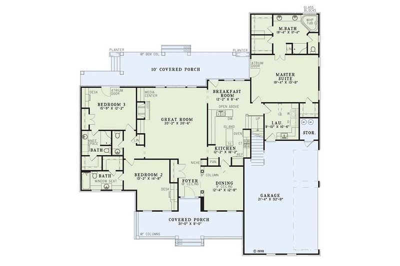 Architectural House Design - Floor Plan - Main Floor for Southern House Plan #17-238 - 3 bed, 4.5 bath