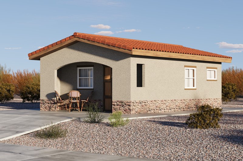 House Blueprint - Exterior - Front Elevation 3 for Mediterranean House Plan #1106-71, 1 bath