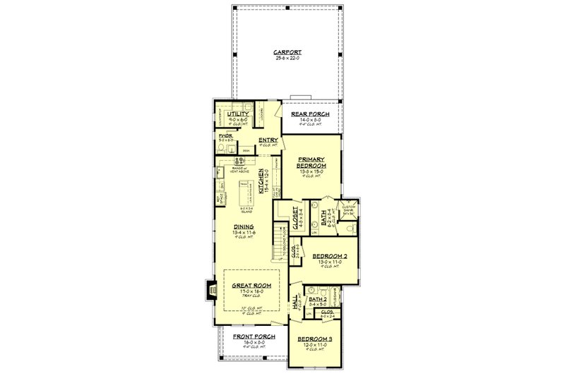 House Blueprint - Floor Plan - Main Floor for Farmhouse House Plan #430-243 - 4 bed, 3.5 bath