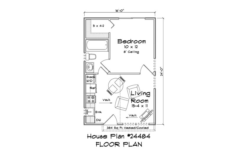 Architectural House Design - Floor Plan - Main Floor for Cottage House Plan #513-2277 - 1 bed, 1 bath