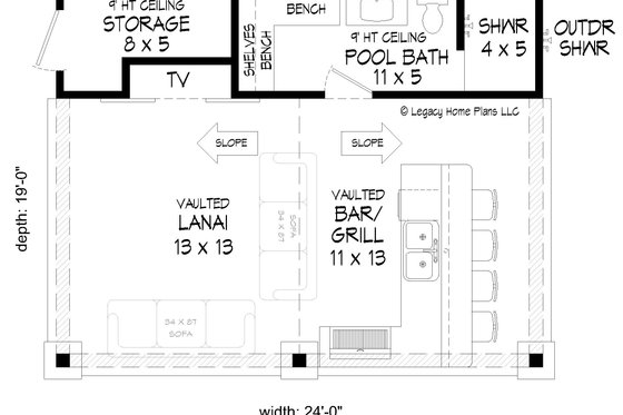 Floor Plan - Main Floor for Traditional House Plan #932-692, 1 bath