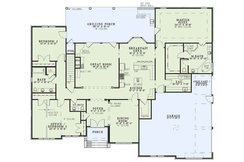 Dream House Plan - Floor Plan - Main Floor for European House Plan #17-1171 - 4 bed, 4.5 bath