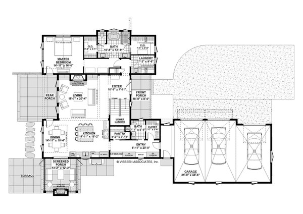 Architectural House Design - Farmhouse Floor Plan - Main Floor Plan #928-371
