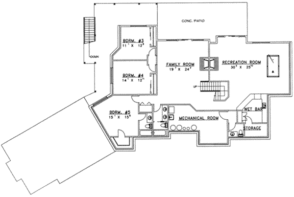 Home Plan - Traditional Floor Plan - Lower Floor Plan #117-329