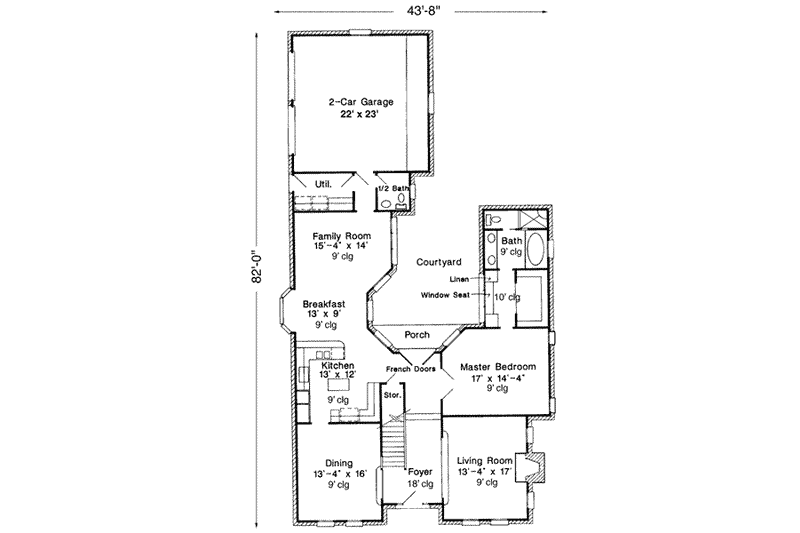 House Blueprint - Floor Plan - Main Floor for European House Plan #410-126 - 3 bed, 3.5 bath