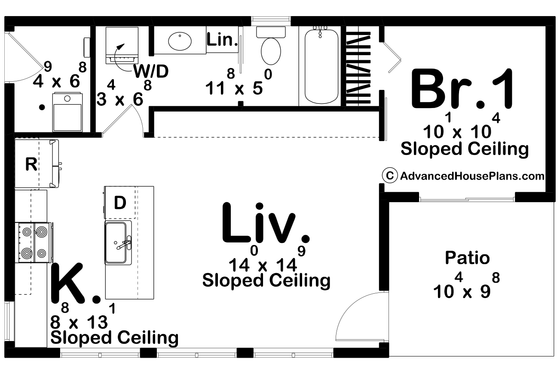 Floor Plan - Main Floor for Modern House Plan #455-374 - 1 bed, 1 bath