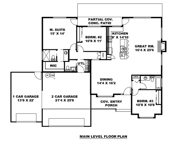 Home Plan - Ranch Floor Plan - Main Floor Plan #117-463