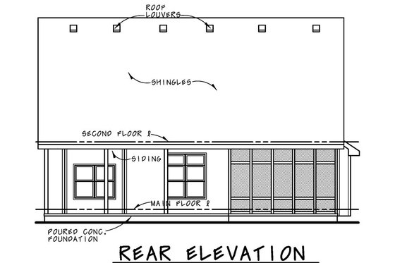 Exterior - Rear Elevation for Cottage House Plan #20-2523 - 3 bed, 2.5 bath