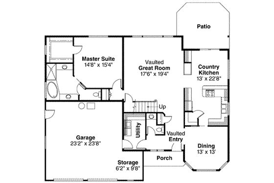 Floor Plan - Main Floor House Plan #124-276 - 3 bed, 2.5 bath