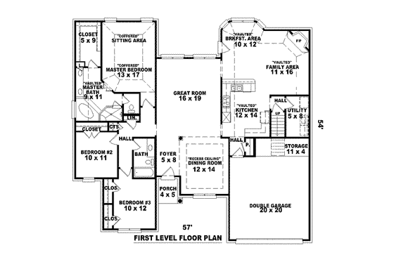 Floor Plan - Main Floor for European House Plan #81-1549 - 3 bed, 2 bath