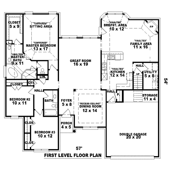 Floor Plan - Main Floor for European House Plan #81-1549 - 3 bed, 2 bath
