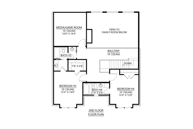 House Design - Floor Plan - Upper Floor for Modern House Plan #1074-41 - 4 bed, 4.5 bath