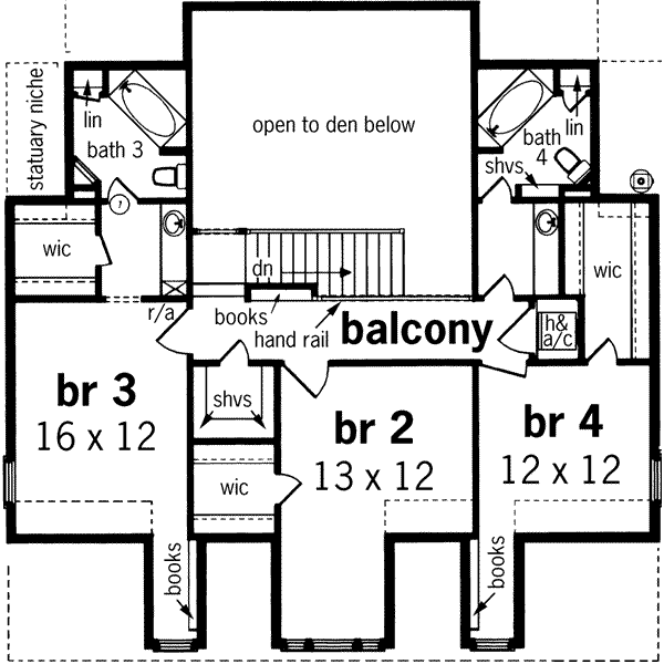Mediterranean Floor Plan - Upper Floor Plan #45-243