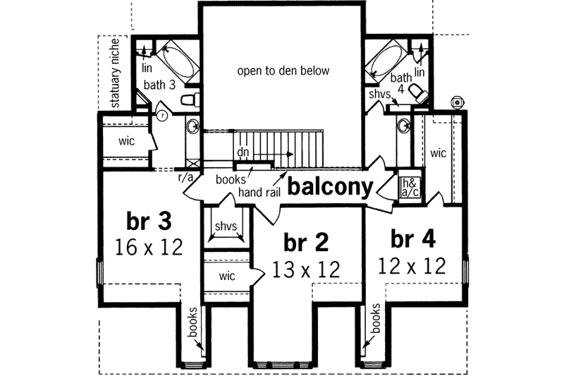 Home Plan - Floor Plan - Upper Floor for Mediterranean House Plan #45-243 - 4 bed, 4 bath