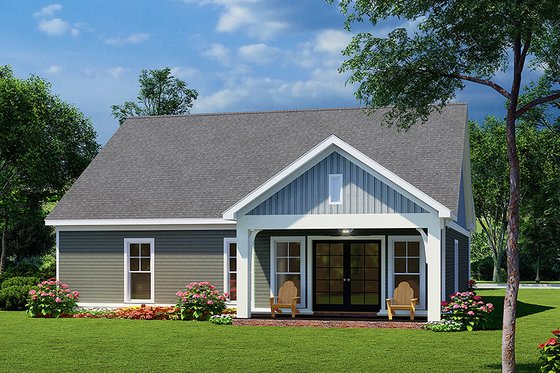 Exterior - Rear Elevation for Cottage House Plan #923-246 - 3 bed, 2 bath