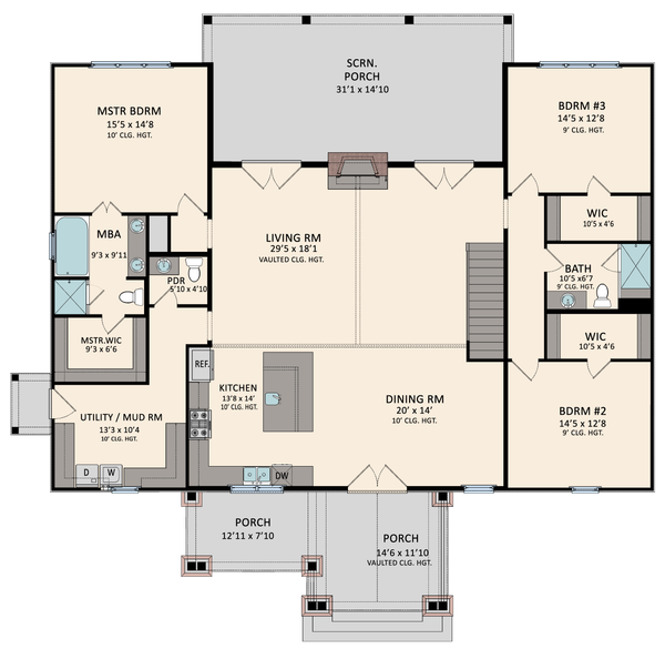 Country Floor Plan - Main Floor Plan #1081-32