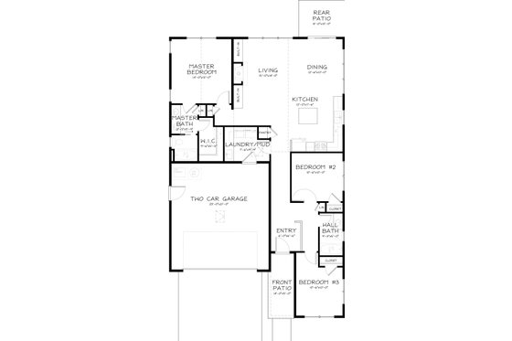 Floor Plan - Main Floor for Craftsman House Plan #895-35 - 3 bed, 2 bath