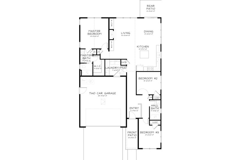 Home Plan - Floor Plan - Main Floor for Craftsman House Plan #895-35 - 3 bed, 2 bath