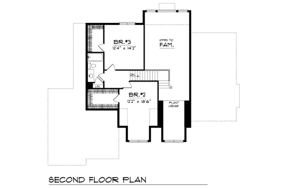 Floor Plan - Upper Floor for Traditional House Plan #70-297 - 3 bed, 2.5 bath