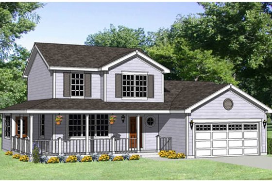 Exterior - Front Elevation for Country House Plan #116-247 - 4 bed, 2.5 bath