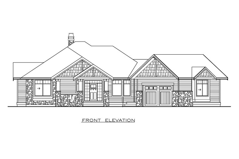 House Blueprint - Exterior - Front Elevation 3 for Craftsman House Plan #1100-94 - 2 bed, 2 bath