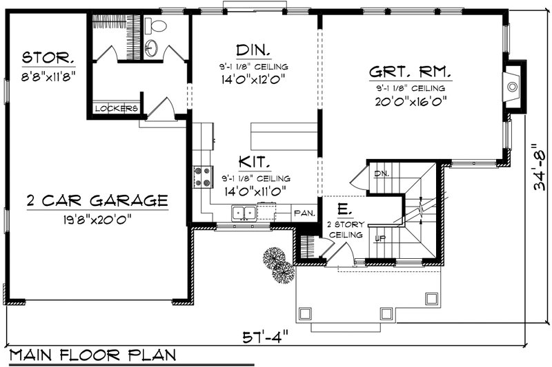 Architectural House Design - Floor Plan - Main Floor for Craftsman House Plan #70-1132 - 3 bed, 2.5 bath