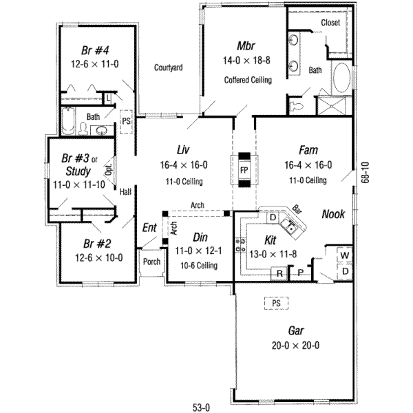 Southern Floor Plan - Main Floor Plan #329-125