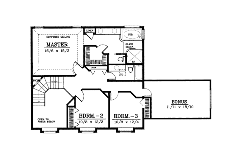 Home Plan - Floor Plan - Upper Floor for Farmhouse House Plan #100-202 - 4 bed, 3 bath