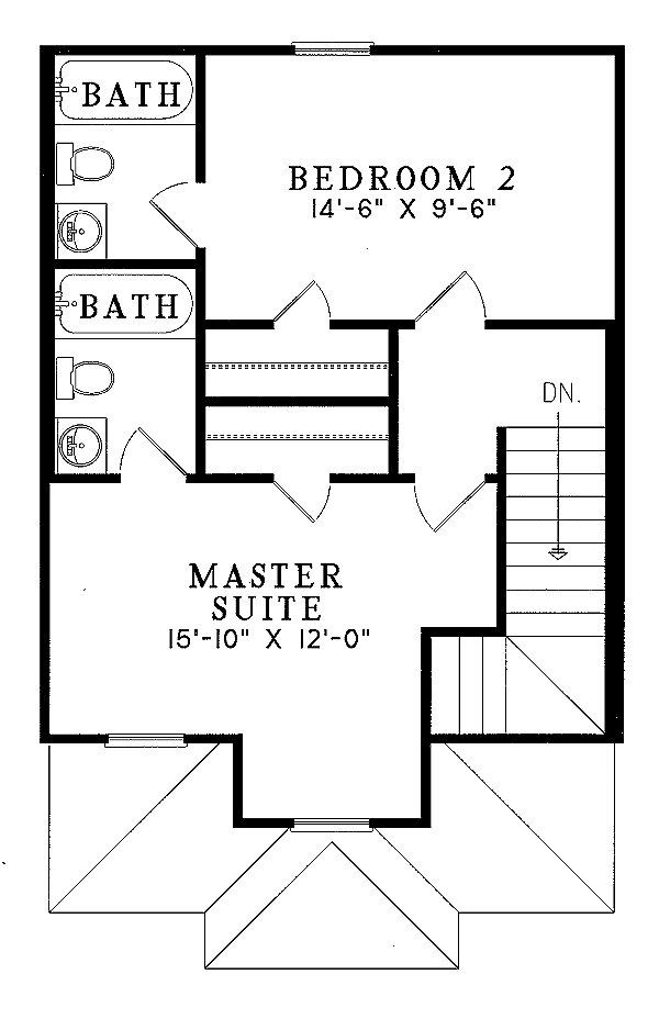 House Blueprint - Traditional Floor Plan - Upper Floor Plan #17-2044
