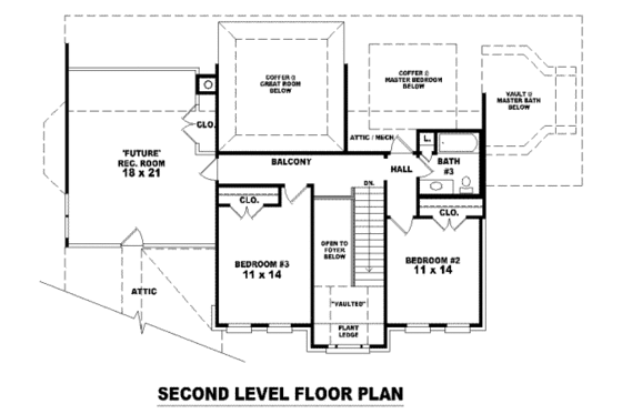Floor Plan - Upper Floor for European House Plan #81-1144 - 3 bed, 3 bath
