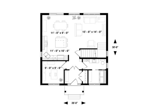 Floor Plan - Main Floor for Traditional House Plan #23-2306 - 4 bed, 2 bath
